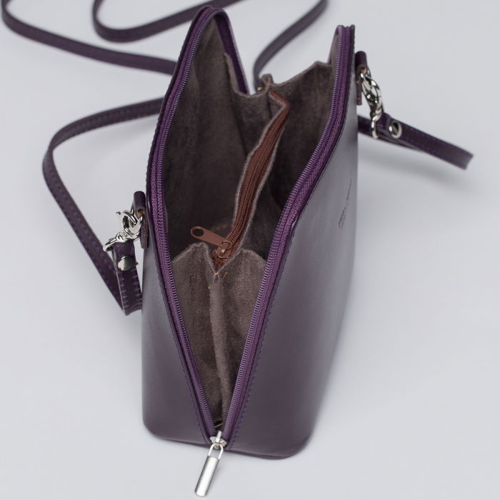 Geanta crossbody, mov inchis, din piele naturala [3]