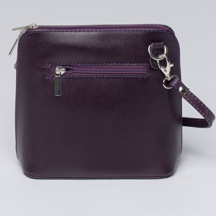 Geanta crossbody, mov inchis, din piele naturala [2]