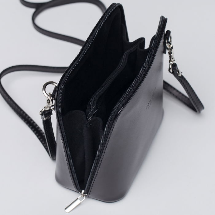 Geanta crossbody, neagra, din piele naturala [3]