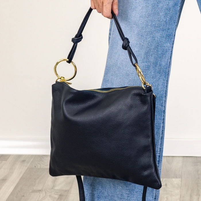 Geanta plic mare cu inele mari  arginti si doua barete, din piele naturala bej [3]