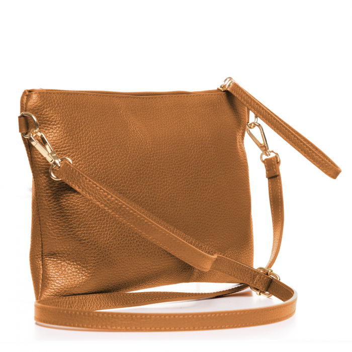 Geanta plic crossbody camel, din piele naturala [2]