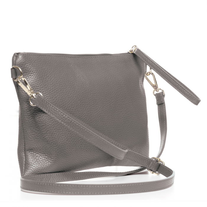 Geanta plic crossbody gri, din piele naturala [2]