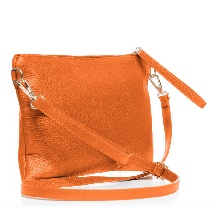 Geanta plic crossbody portocaliu, din piele naturala [2]