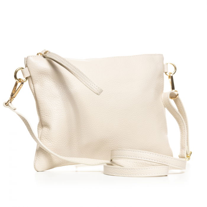 Geanta plic crossbody alb ivory, din piele naturala [3]