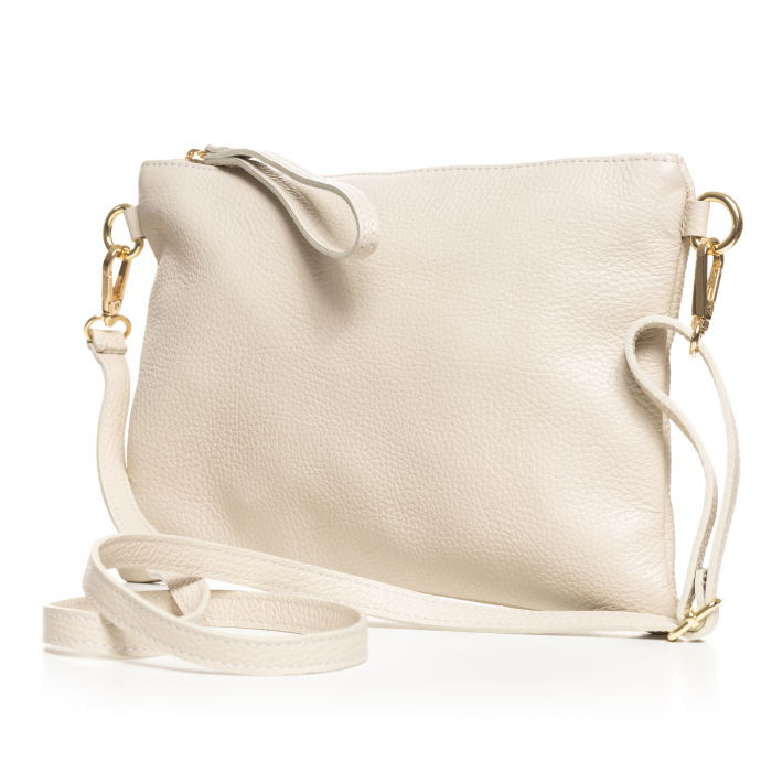 Geanta plic crossbody alb ivory, din piele naturala [2]