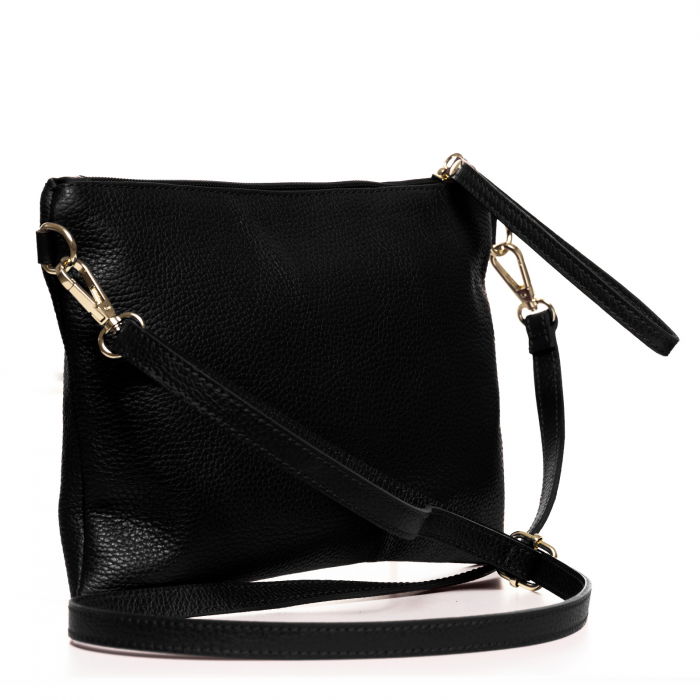 Geanta plic crossbody neagra, din piele naturala [2]