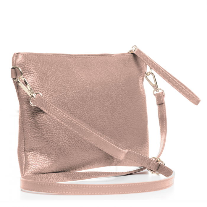 Geanta plic crossbody roz deschis, din piele naturala [2]