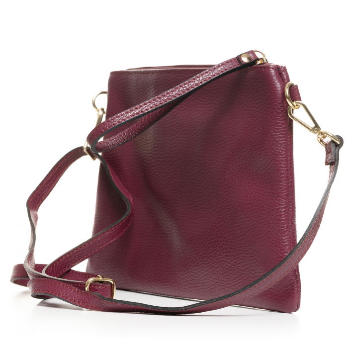 Geanta plic crossbody bordo, din piele naturala [3]
