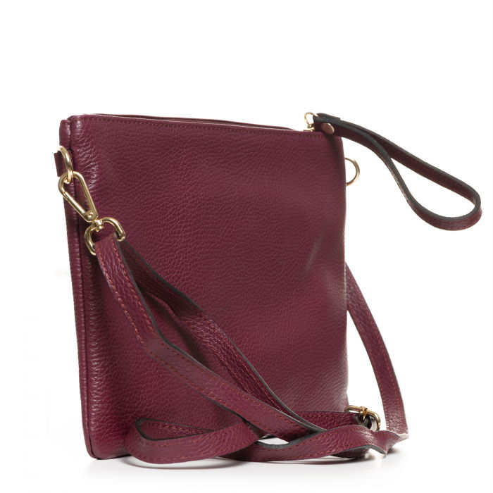 Geanta plic crossbody bordo, din piele naturala [2]