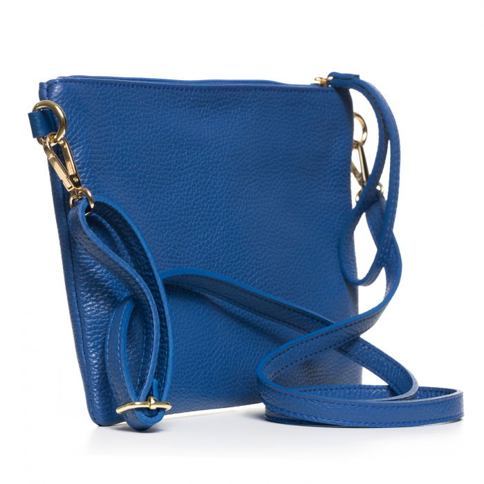 Geanta plic crossbody albastra, din piele naturala [3]