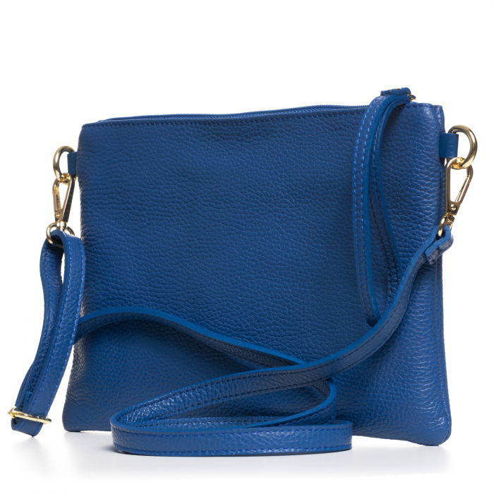 Geanta plic crossbody albastra, din piele naturala [2]