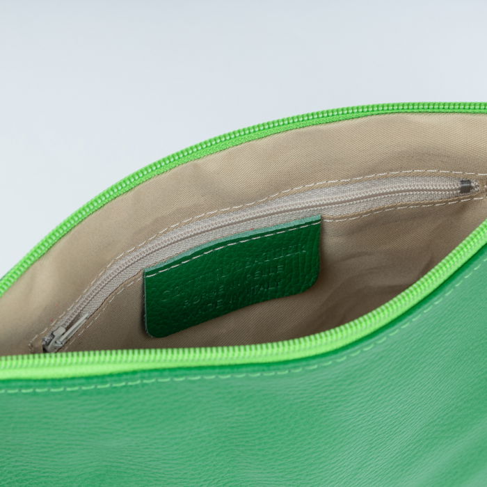 Geanta plic crossbody verde metalizat, din piele naturala [4]