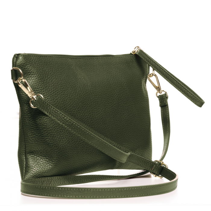 Geanta plic crossbody verde kaki, din piele naturala [2]