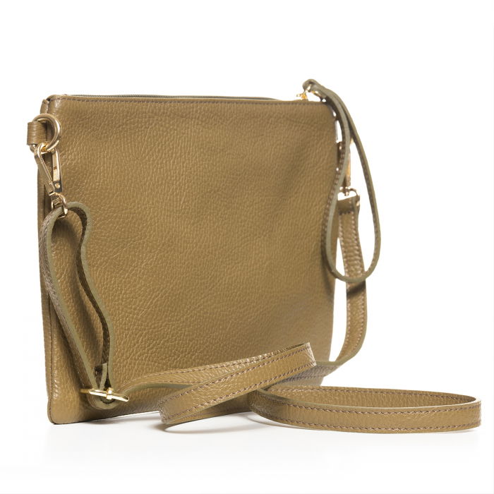 Geanta plic crossbody verde oliv, din piele naturala [3]