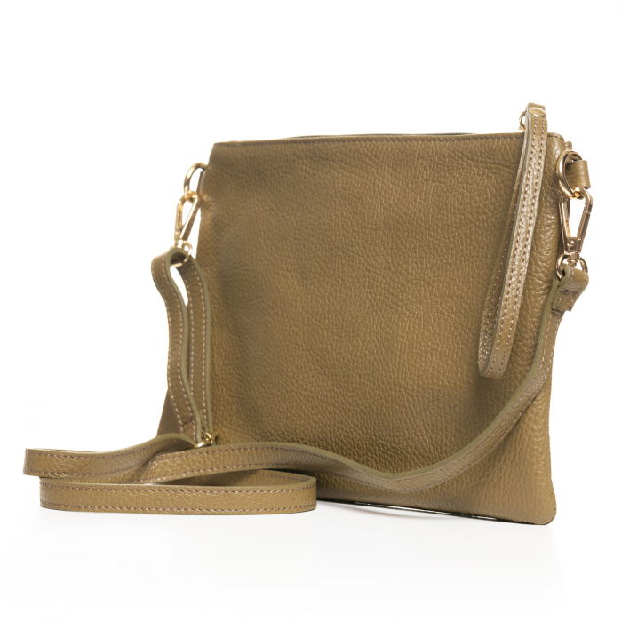 Geanta plic crossbody verde oliv, din piele naturala [2]