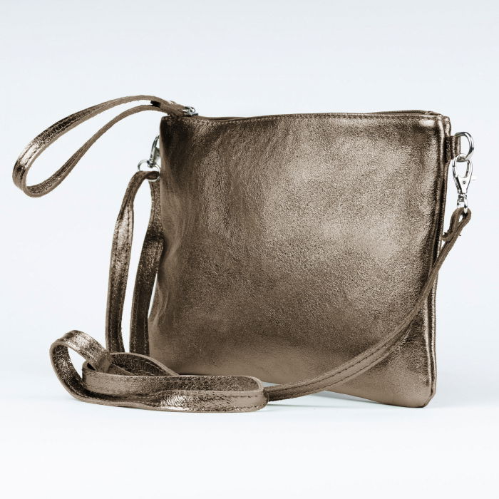 Geanta plic crossbody auriu inchis, din piele naturala [3]