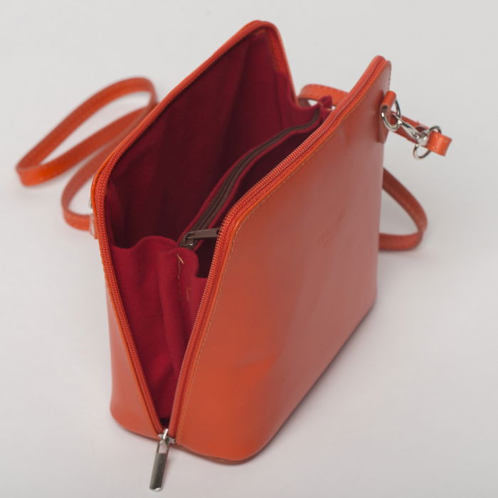Geanta crossbody, portocalie, din piele naturala [3]