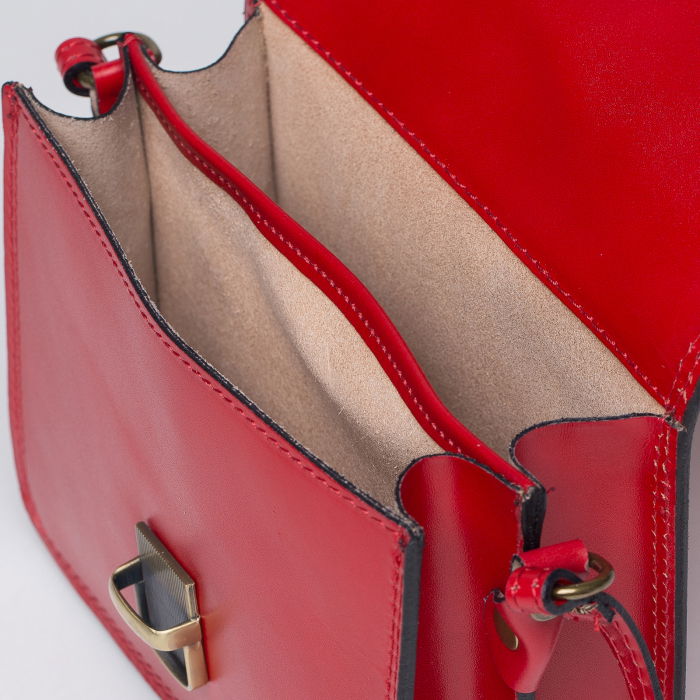 Geanta crossbody rosie din piele naturala, tip postas [3]