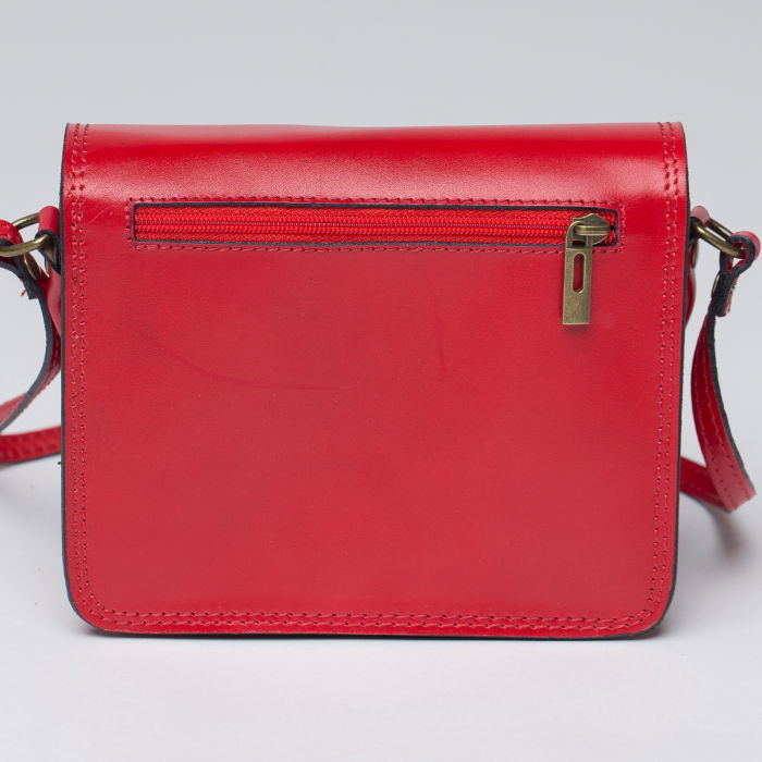Geanta crossbody rosie din piele naturala, tip postas [2]