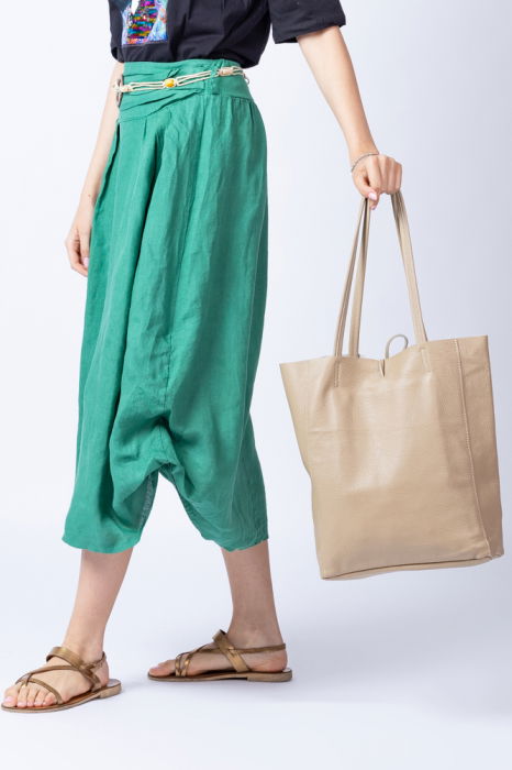 Geanta shopper bej din piele naturala [3]