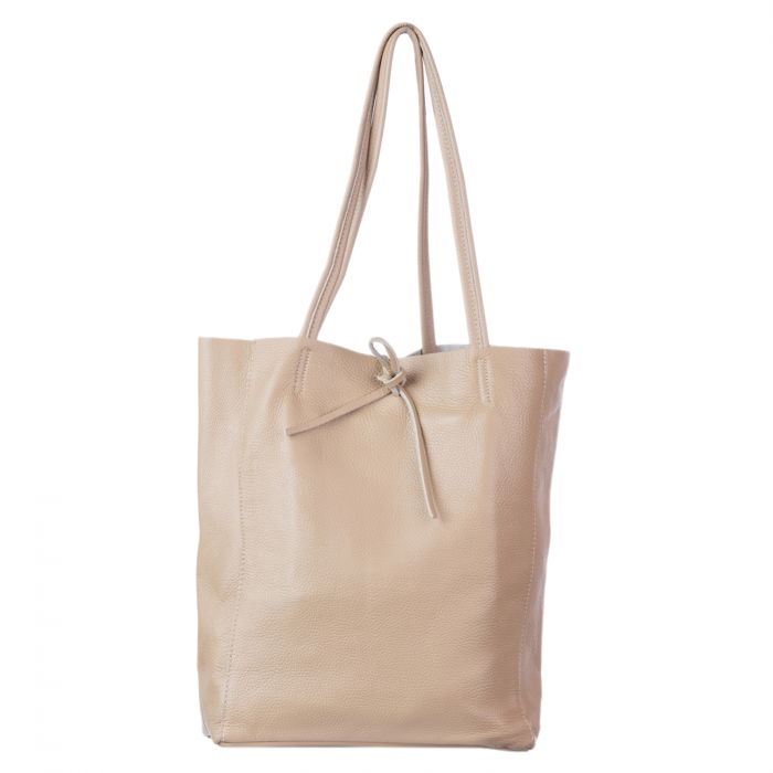 Geanta shopper bej din piele naturala [2]