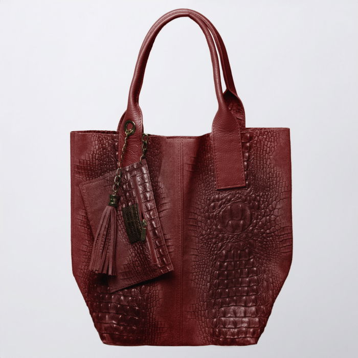 Geanta shopper bordo din piele intoarsa naturala [1]