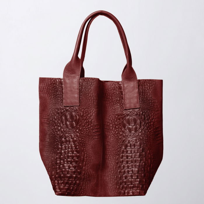 Geanta shopper bordo din piele intoarsa naturala [2]