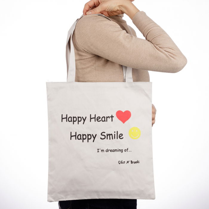Geanta shopper din material textil, cu imprimeu floare si mesaj  You're my sunshine [4]