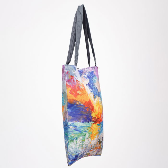 Geanta shopper din material textil, imprimata cu reproducere dupa o pictura multicolora [2]