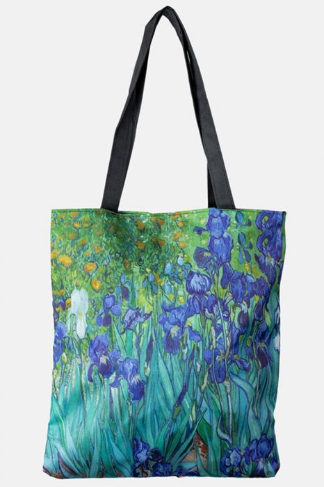 Geanta shopper din material textil, imprimata cu reproducere dupa    Irisi   - de Van Gogh - Shopika