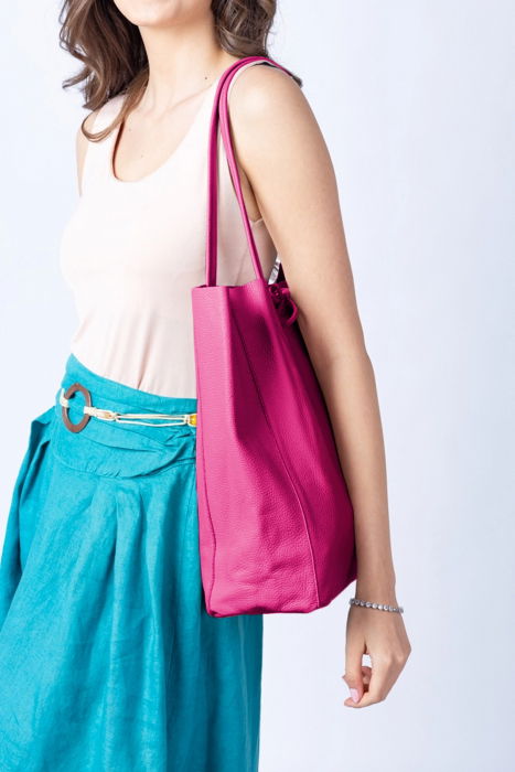Geanta shopper fucsia din piele naturala [2]