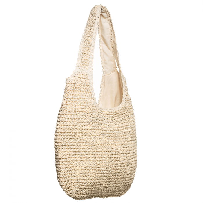 Geanta shopper impletita cu manere late, bej deschis [2]