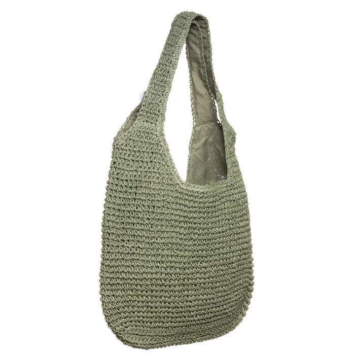 Geanta shopper impletita cu manere late, verde prafuit [2]