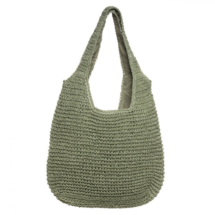Geanta shopper impletita cu manere late, verde prafuit