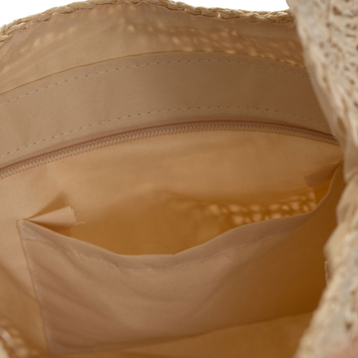 Geanta shopper impletita cu manere late, bej inchis [3]