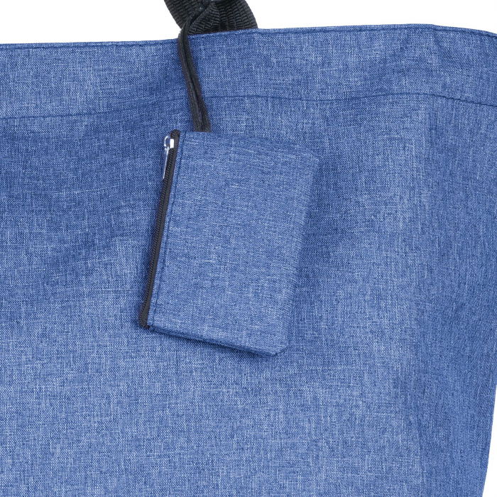 Geanta shopper multifunctionala medie din material textil panzat, albastru pastel [2]