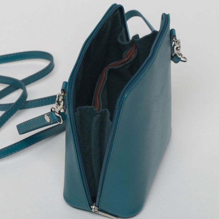 Geanta crossbody, turcoaz, din piele naturala [3]