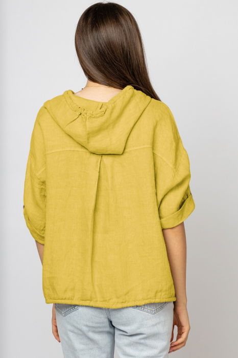 Hanorac galben din in cu fermoar metalic si gluga [3]