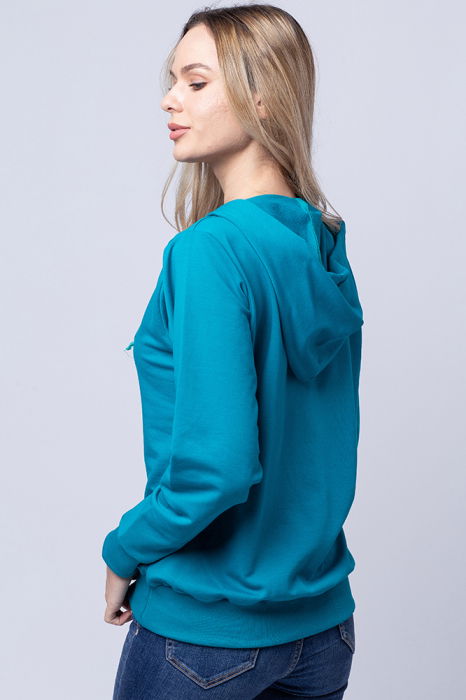 Hanorac cu gluga, din bumbac, turquoise [3]