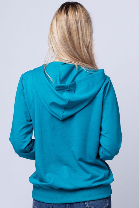 Hanorac cu gluga, din bumbac, turquoise [4]