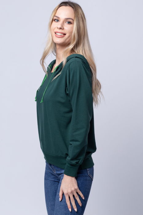 Hanorac cu gluga, din bumbac, verde [2]