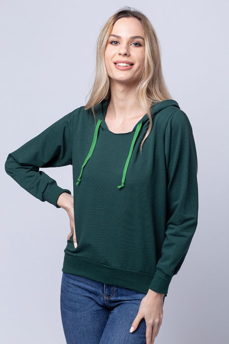 Hanorac cu gluga, din bumbac, verde [1]