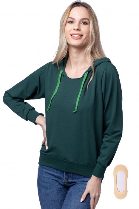 Hanorac cu gluga, din bumbac, verde [4]