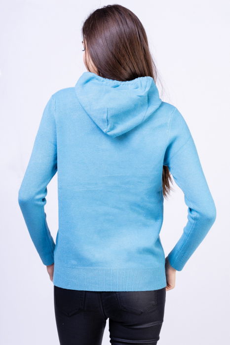 Hanorac-pulover cu gluga si buzunar marsupiu, albastru [3]