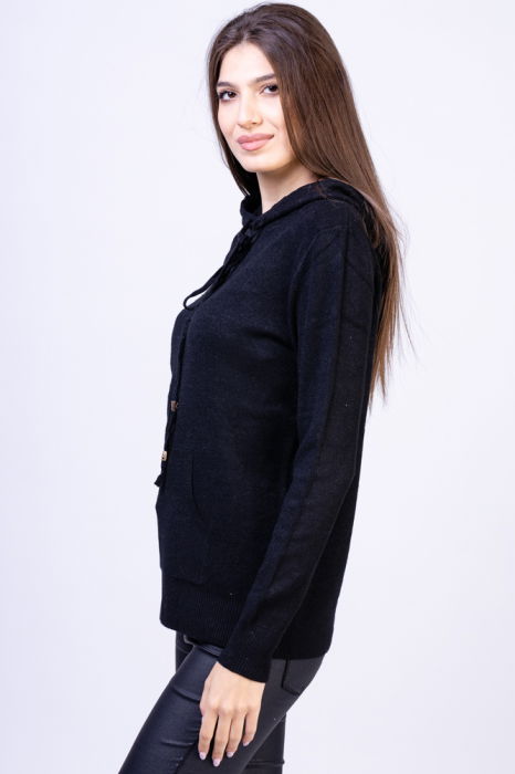 Hanorac-pulover cu gluga si buzunar marsupiu, negru [2]