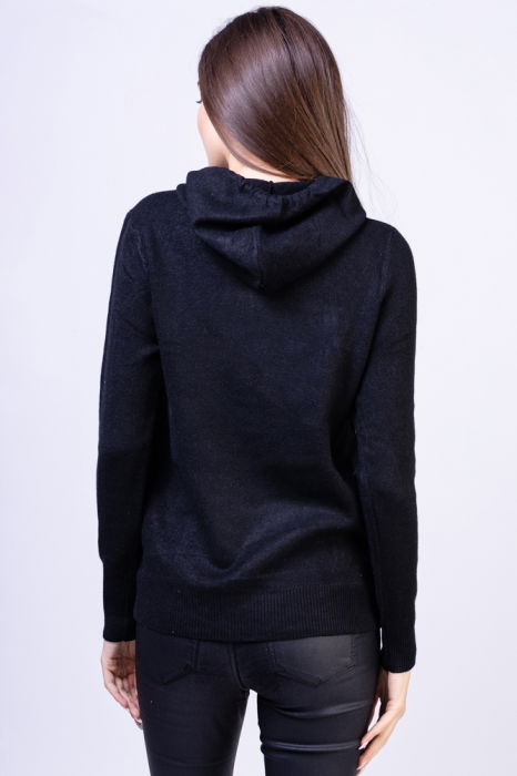 Hanorac-pulover cu gluga si buzunar marsupiu, negru [3]