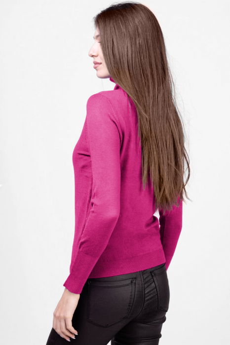 Helanca masura mai mare, din tricotaj cu guler inalt, fucsia [3]