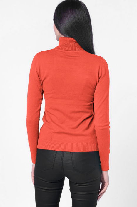 Helanca pullover, din tricotaj cu guler inalt, portocaliu [6]