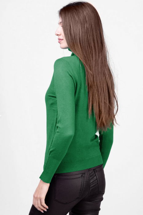 Helanca masura mai mare, din tricotaj cu guler inalt, verde [3]