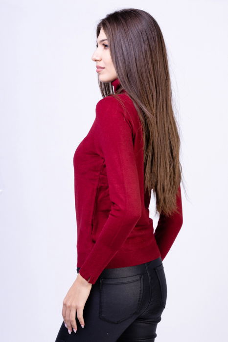 Helanca pulover cu guler inalt, bordo [2]